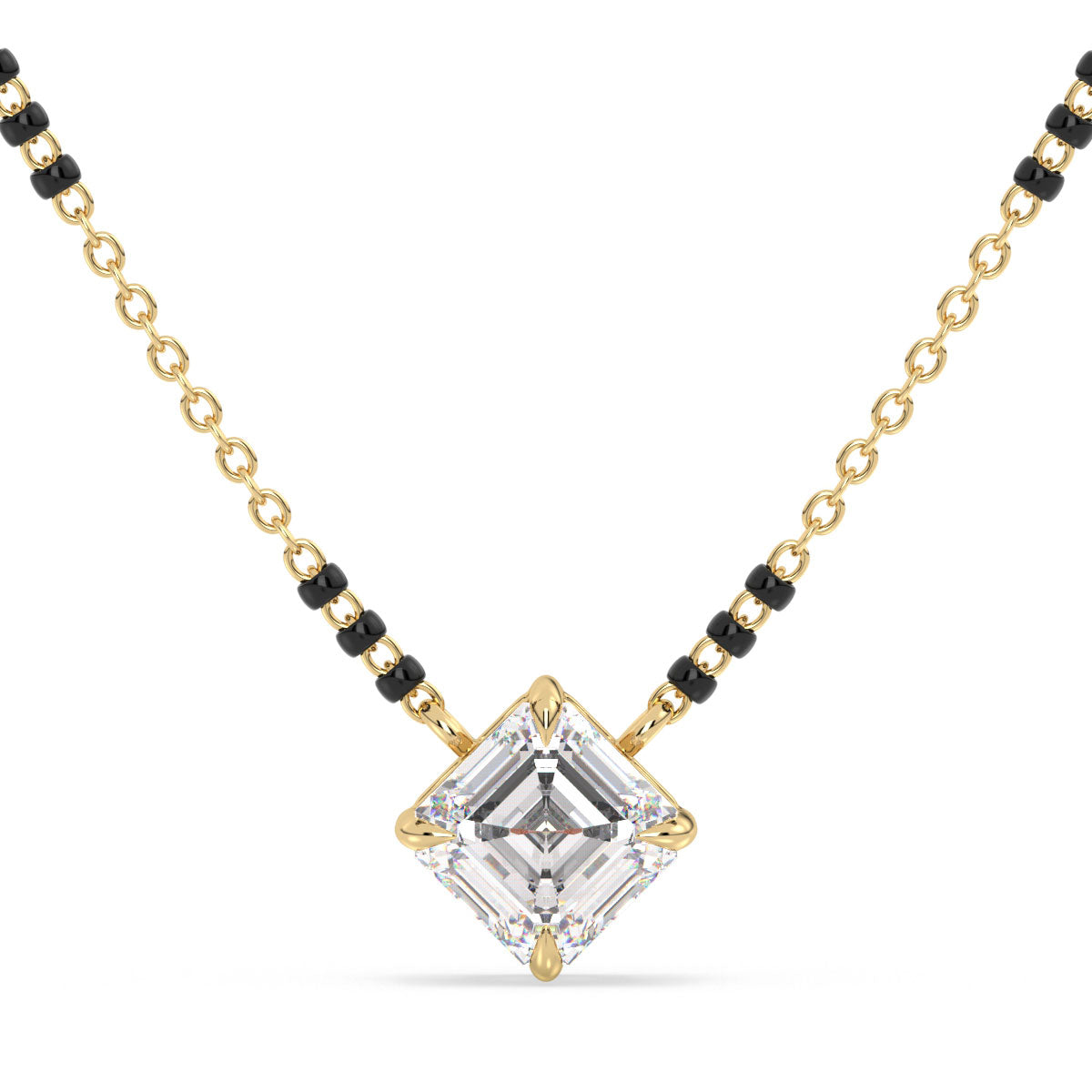 AZALEA ASSCHER CUT SOLITAIRE MANGALSUTRA, GOLD