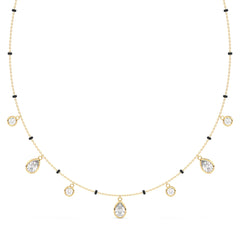 CLARETTE BEZEL SET ROUND AND PEAR CUT LAB GROWN DIAMOND MANGALSUTRA, GOLD