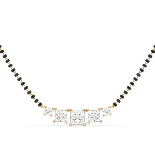 AZALEA ELEGANT PRINCESS CUT DIAMOND MANGALSUTRA, GOLD