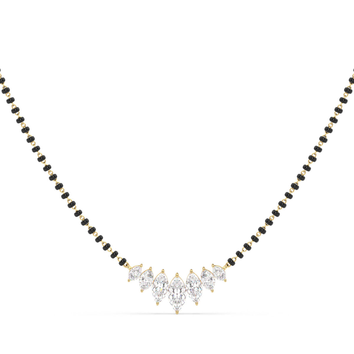 LILETTA ARC SET MARQUISE CUT DAMOND MANGALSUTRA, GOLD