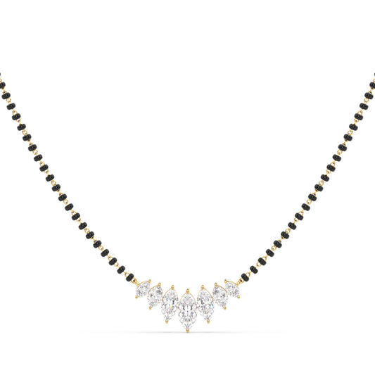 LILETTA ARC SET MARQUISE CUT DAMOND MANGALSUTRA, GOLD