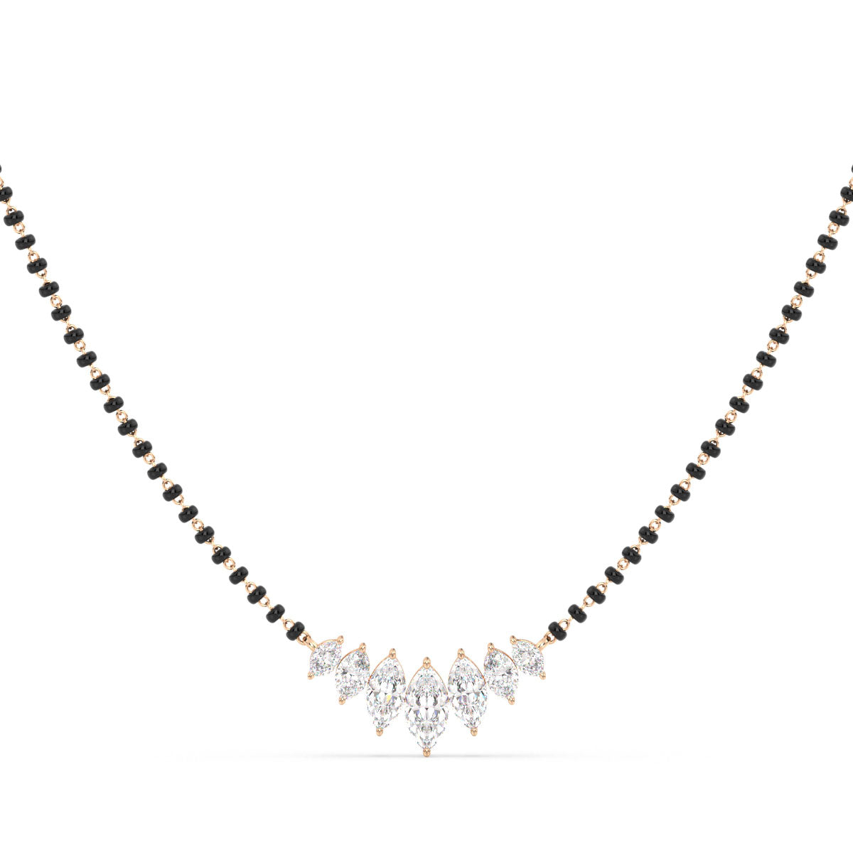 LILETTA ARC SET MARQUISE CUT DAMOND MANGALSUTRA, GOLD