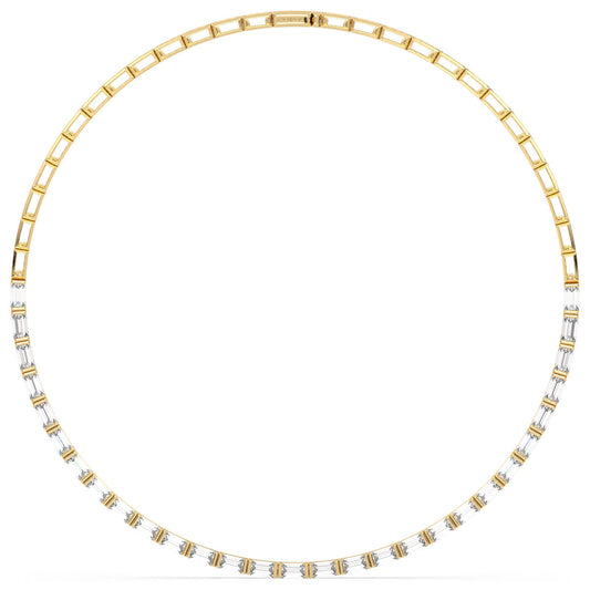 THEA HALF BEZEL SET BAGUETTE CUT DIAMOND NECKLACE, GOLD