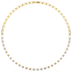 THEA HALF BEZEL SET BAGUETTE CUT LAB GROWN DIAMOND ELEGANT STATEMENT NECKLACE, GOLD