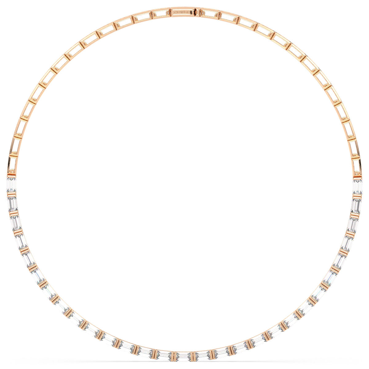 THEA HALF BEZEL SET BAGUETTE CUT DIAMOND NECKLACE, GOLD