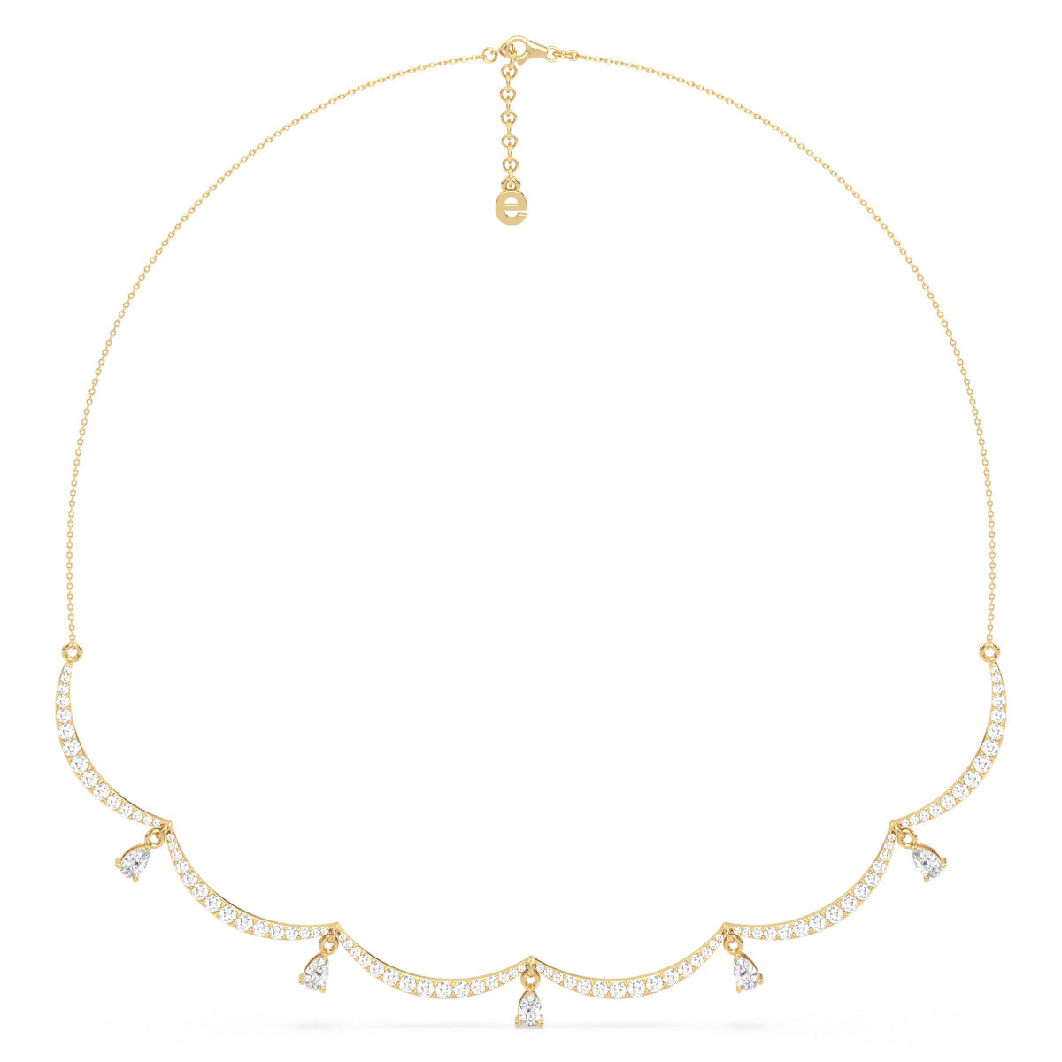 CLARETTE PEAR AND ROUND CUT DIAMOND NECKLACE, GOLD