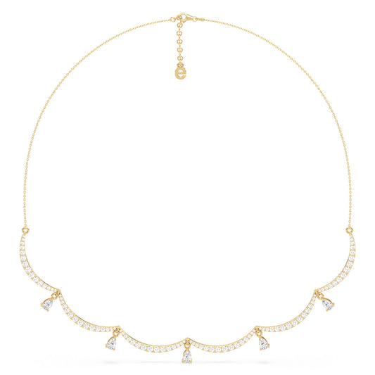 CLARETTE PEAR AND ROUND CUT DIAMOND NECKLACE, GOLD