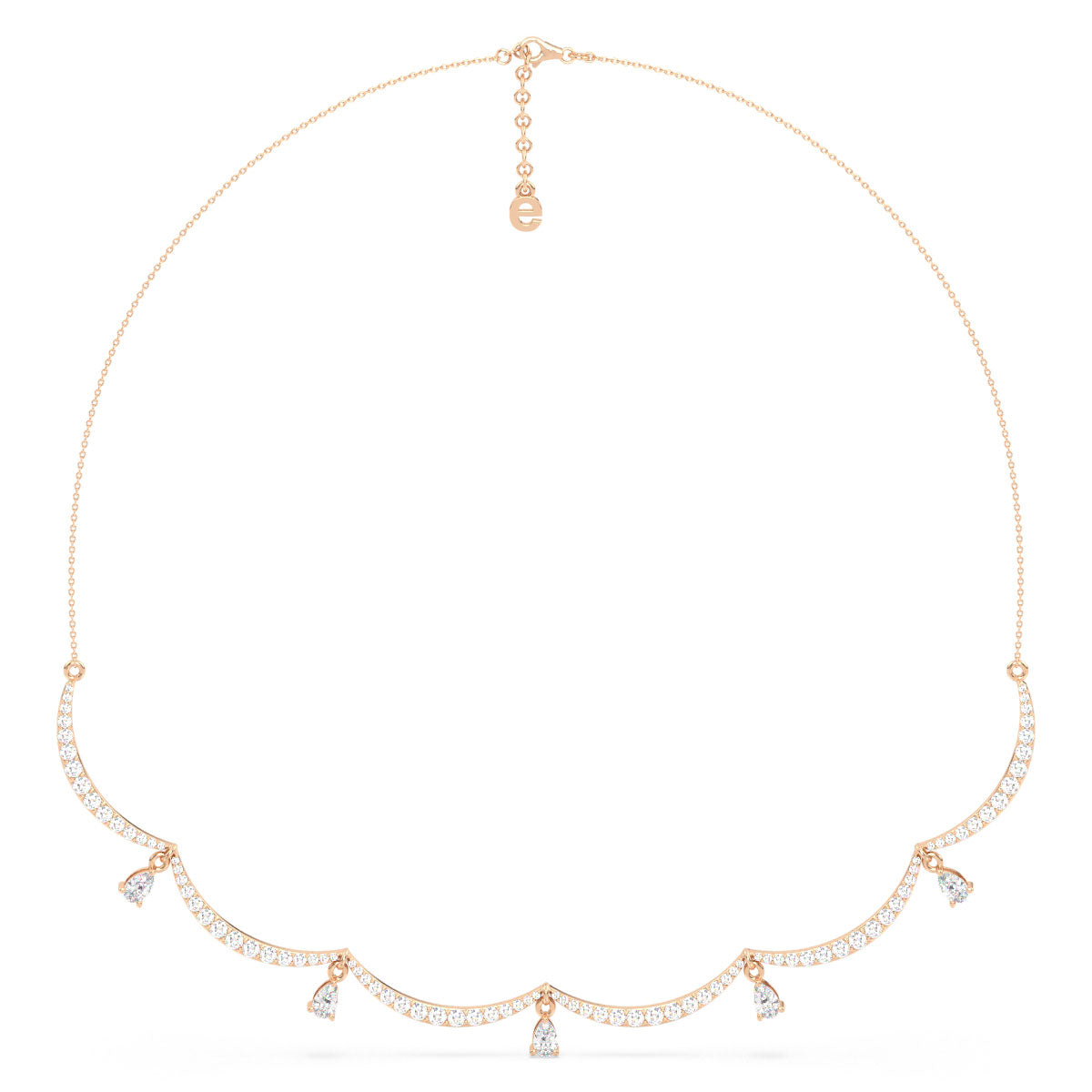 CLARETTE PEAR AND ROUND CUT DIAMOND NECKLACE, GOLD