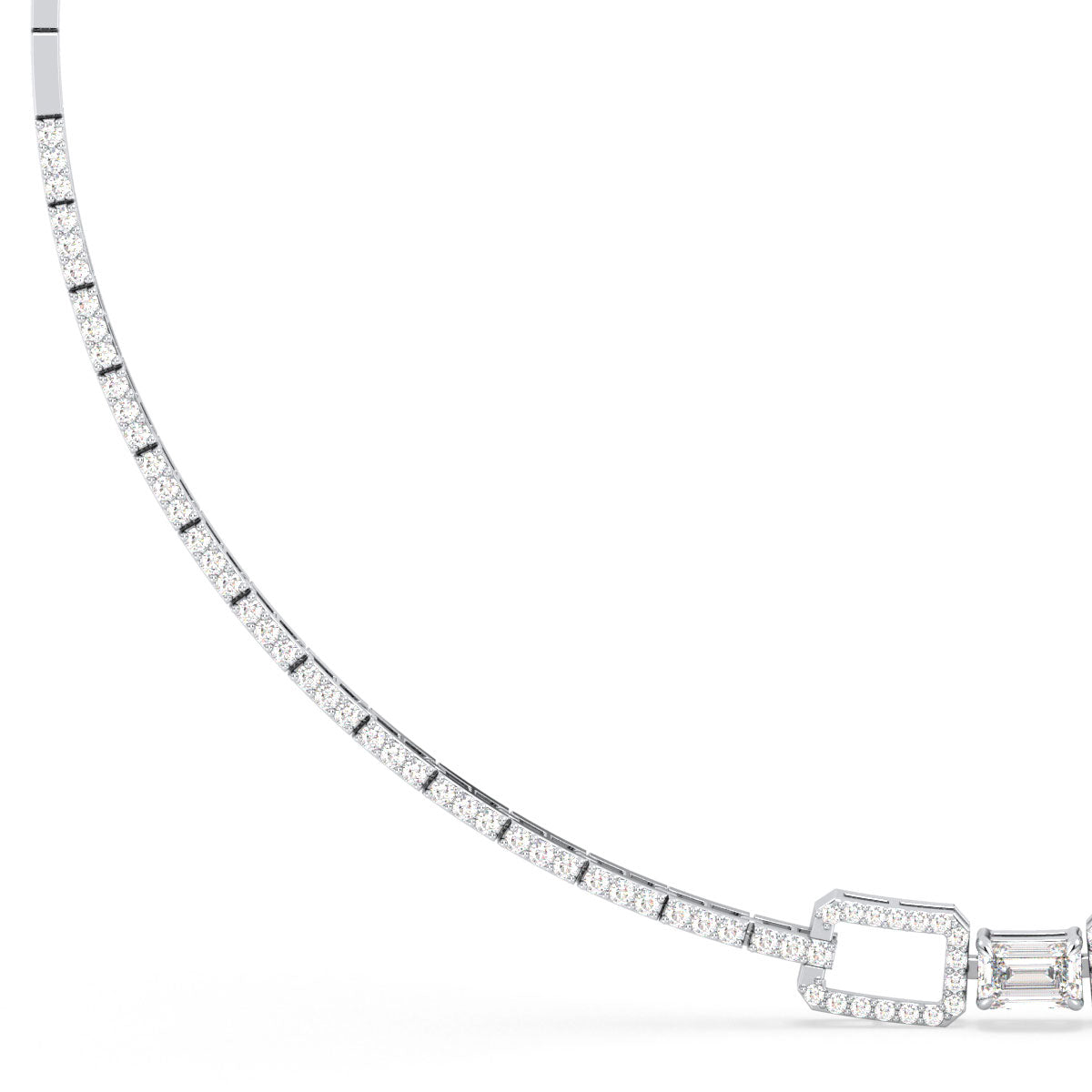 CLARETTE LINKED ROUND AND EMERALD CUT NECKLACE, GOLD