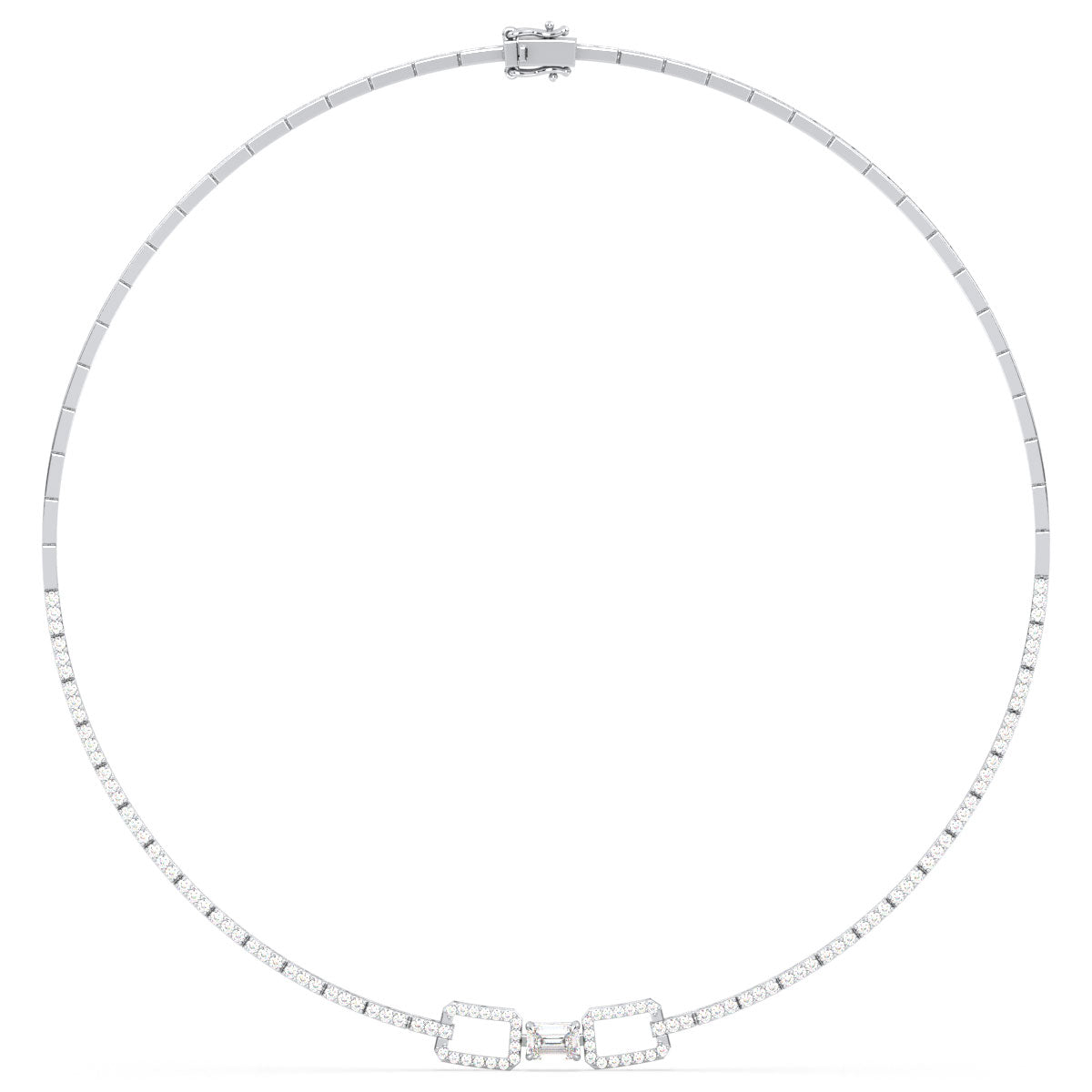 CLARETTE LINKED ROUND AND EMERALD CUT NECKLACE, GOLD