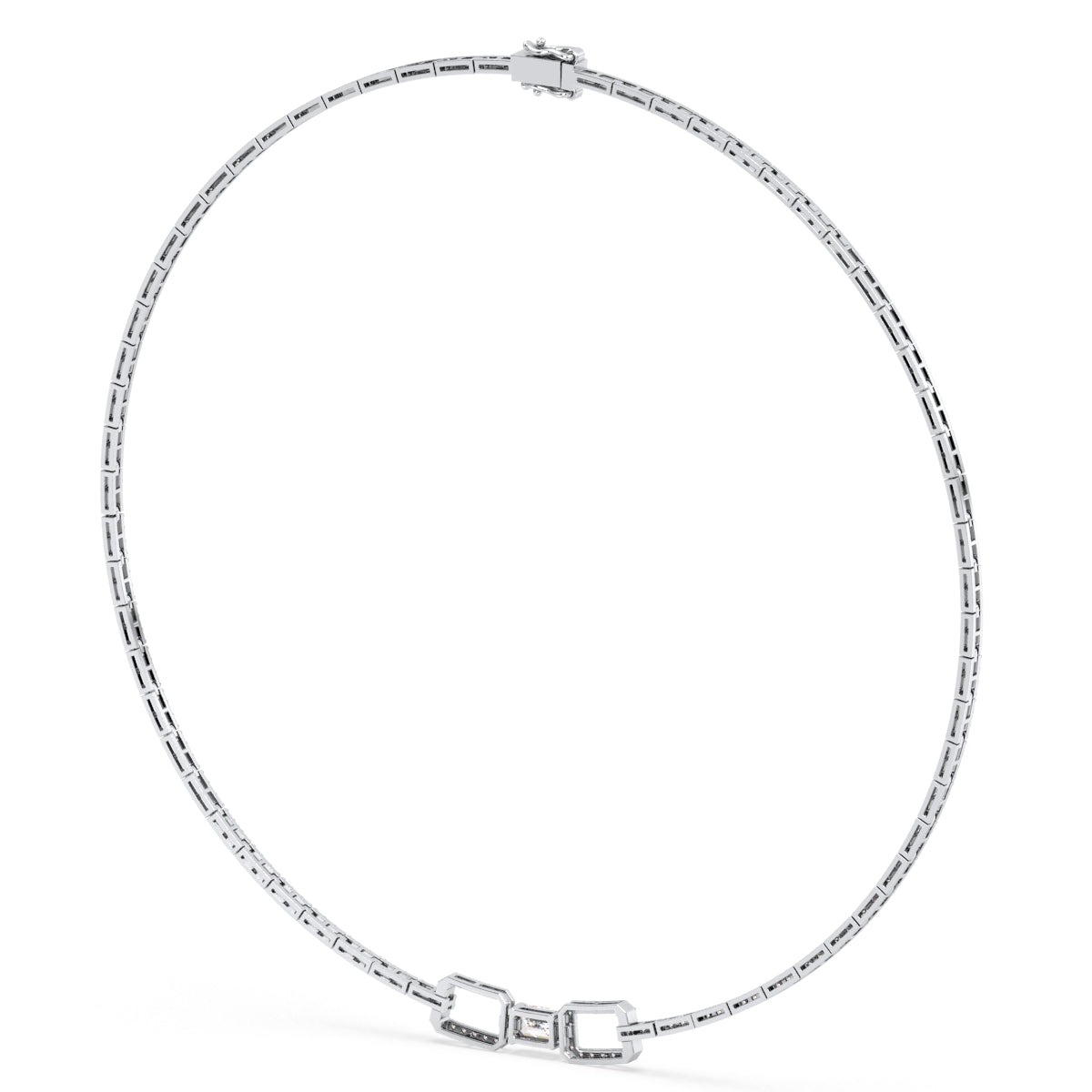 CLARETTE LINKED ROUND AND EMERALD CUT NECKLACE, GOLD