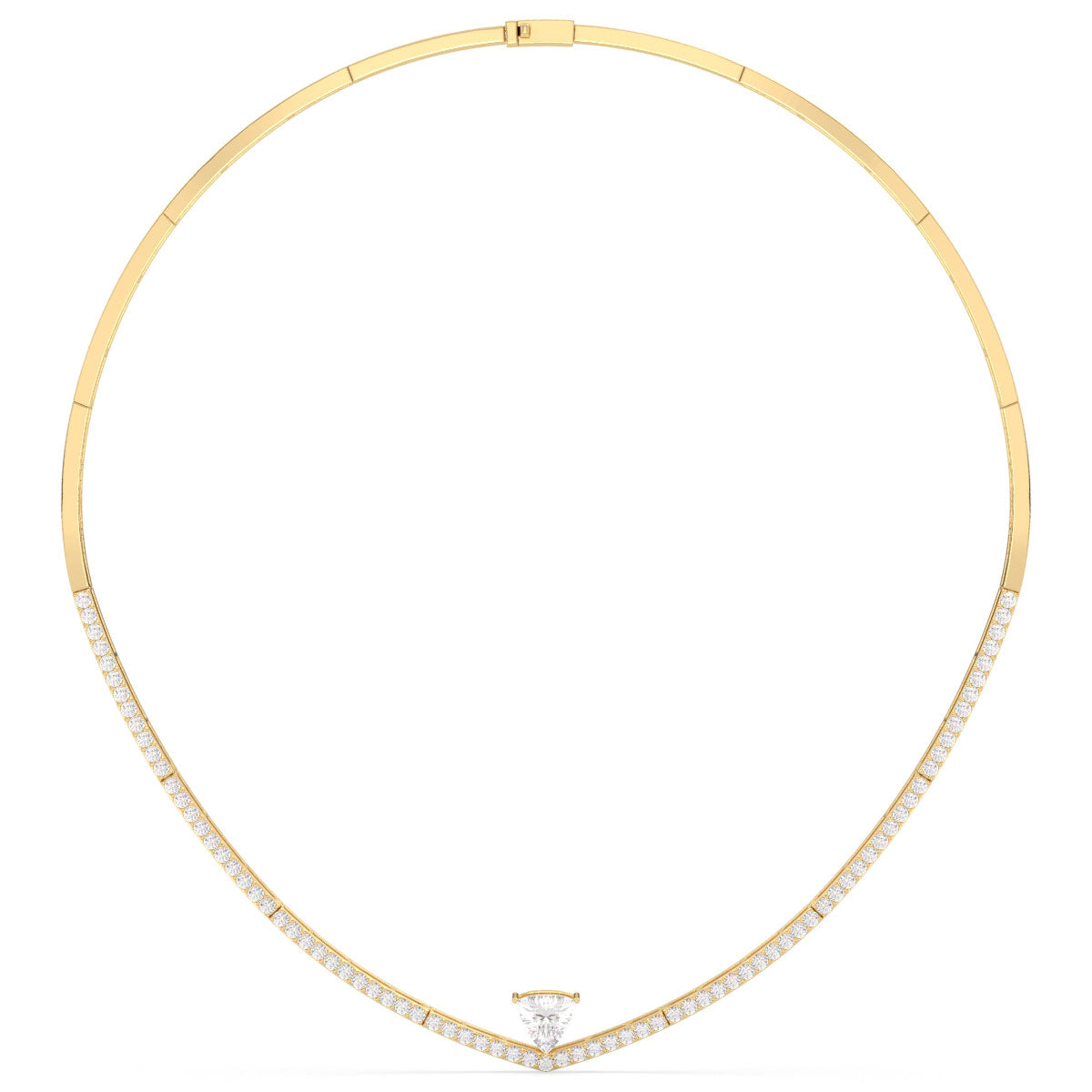 CLARETTE NECKLACE WITH A TRILLION CUT DIAMOND, GOLD