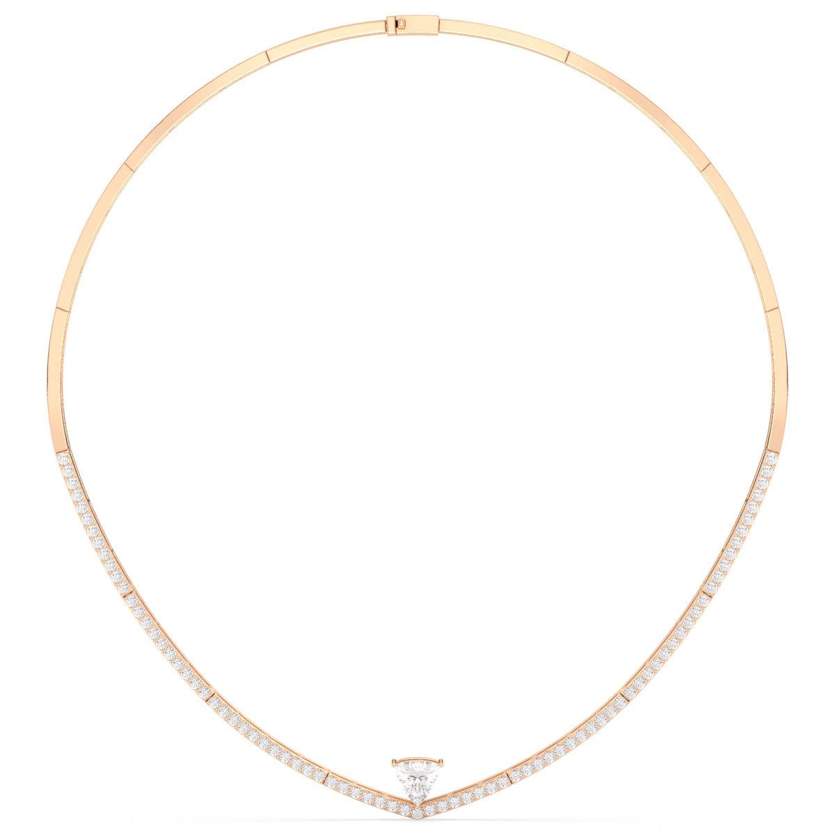 CLARETTE NECKLACE WITH A TRILLION CUT DIAMOND, GOLD