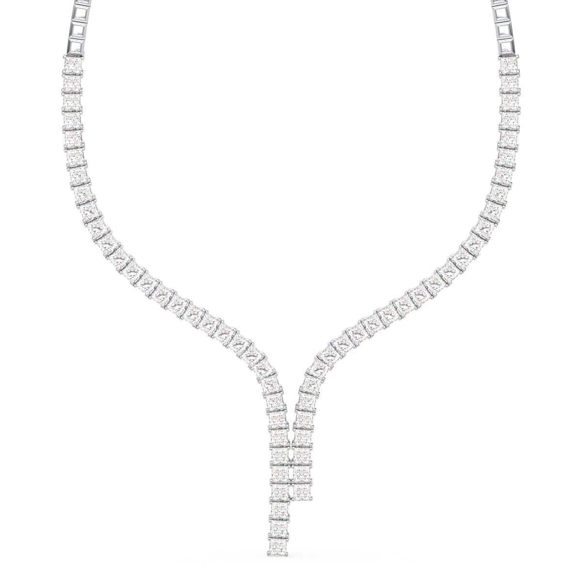 AZALEA LAVALIERE PRINCESS CUT DIAMOND NECKLACE, GOLD