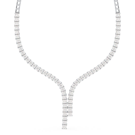 AZALEA LAVALIERE PRINCESS CUT DIAMOND NECKLACE, GOLD