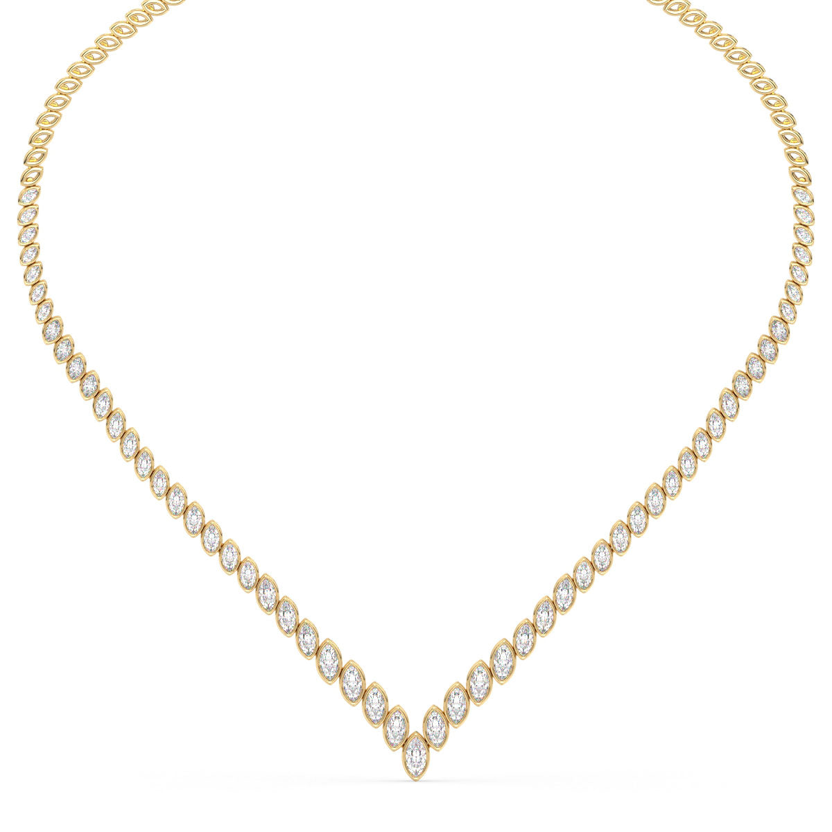 LILETTA BEZEL SET MARQUISE CUT DIAMOND NECKLACE, GOLD