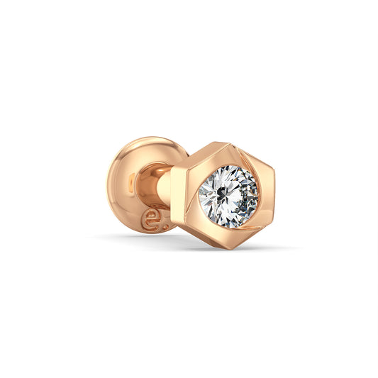 SOPHIA HEX-BEZEL SET ROUND CUT DIAMOND NOSE PIN, GOLD