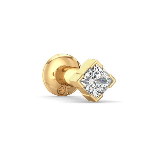 AZALEA PRONG SET PRINCESS CUT DIAMOND NOSE PIN, GOLD