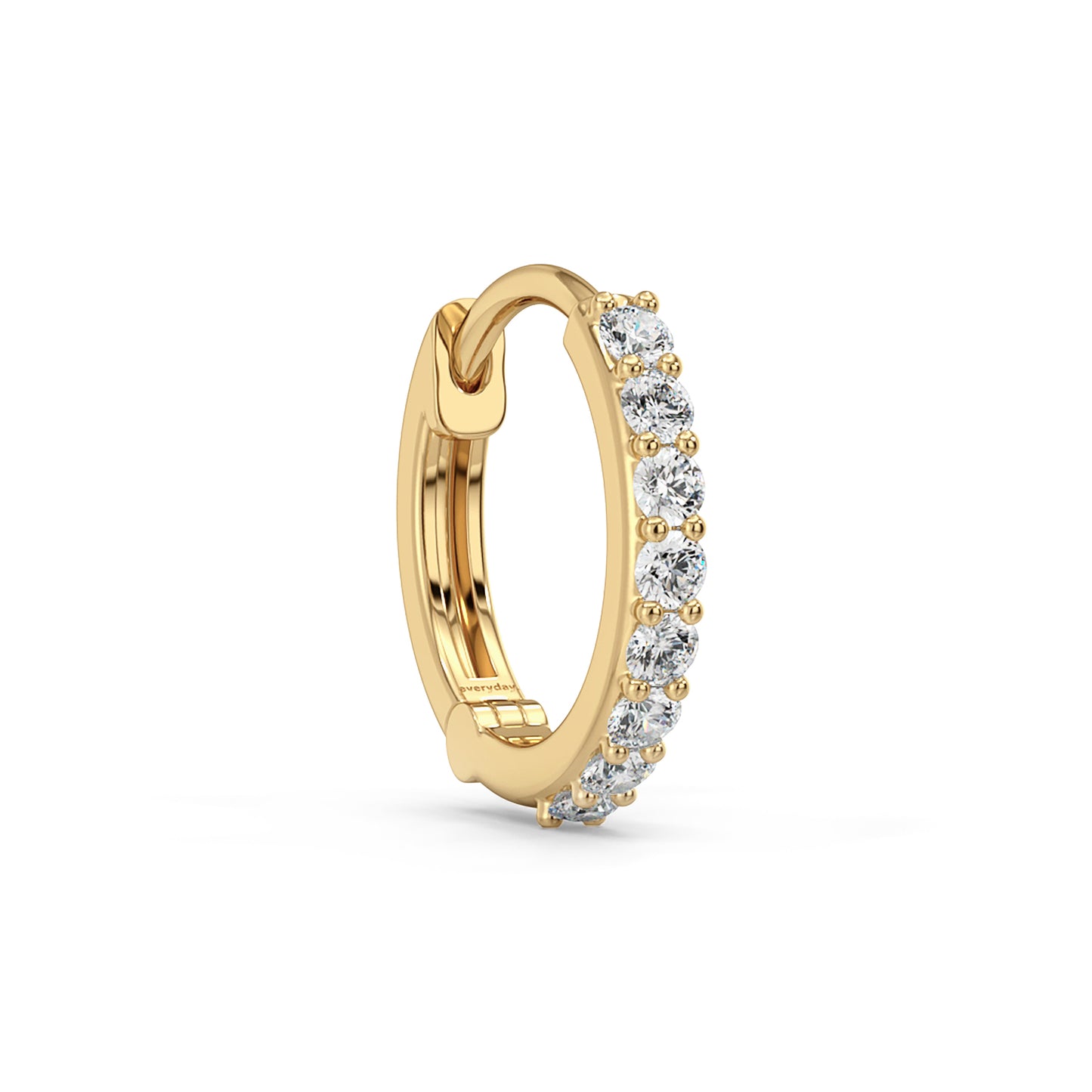 ROSE ROUND CUT HALF ETERNITY NOSE RING, GOLD