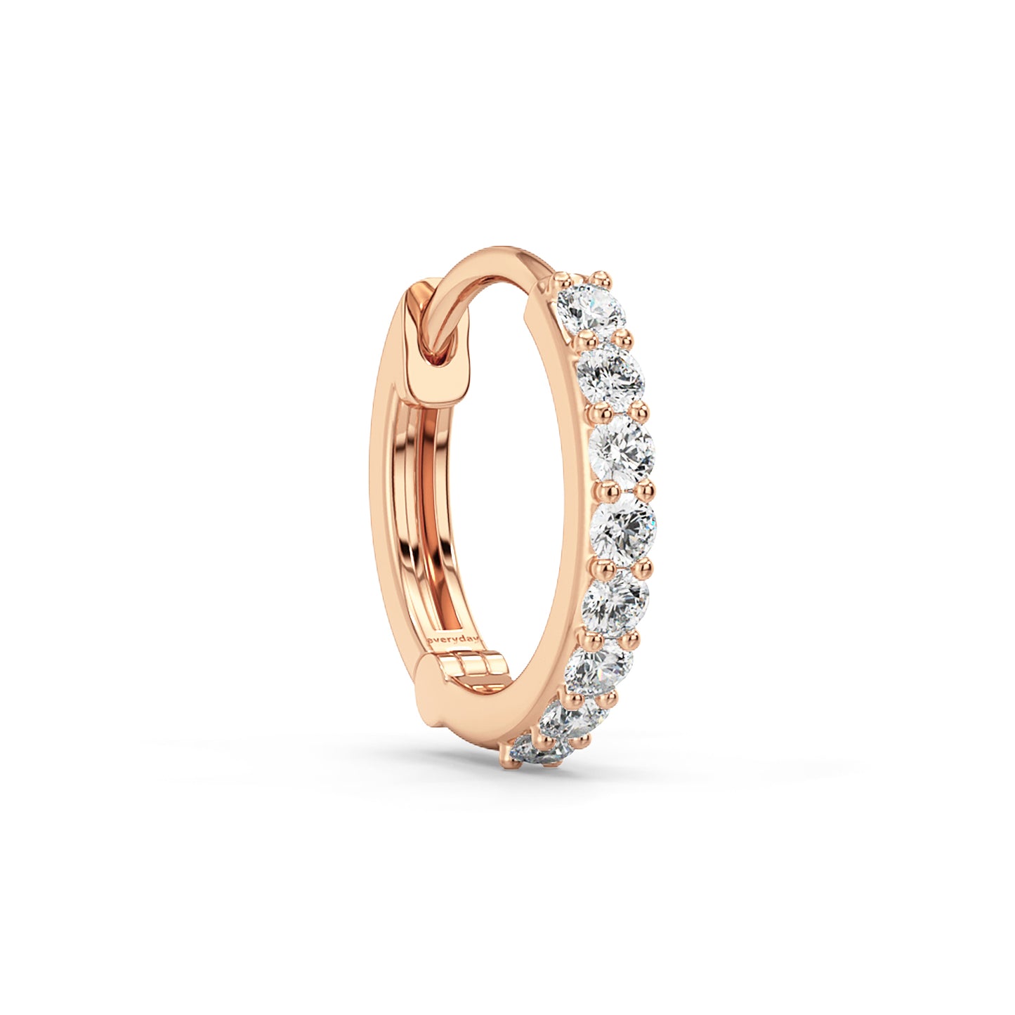 ROSE ROUND CUT HALF ETERNITY NOSE RING, GOLD