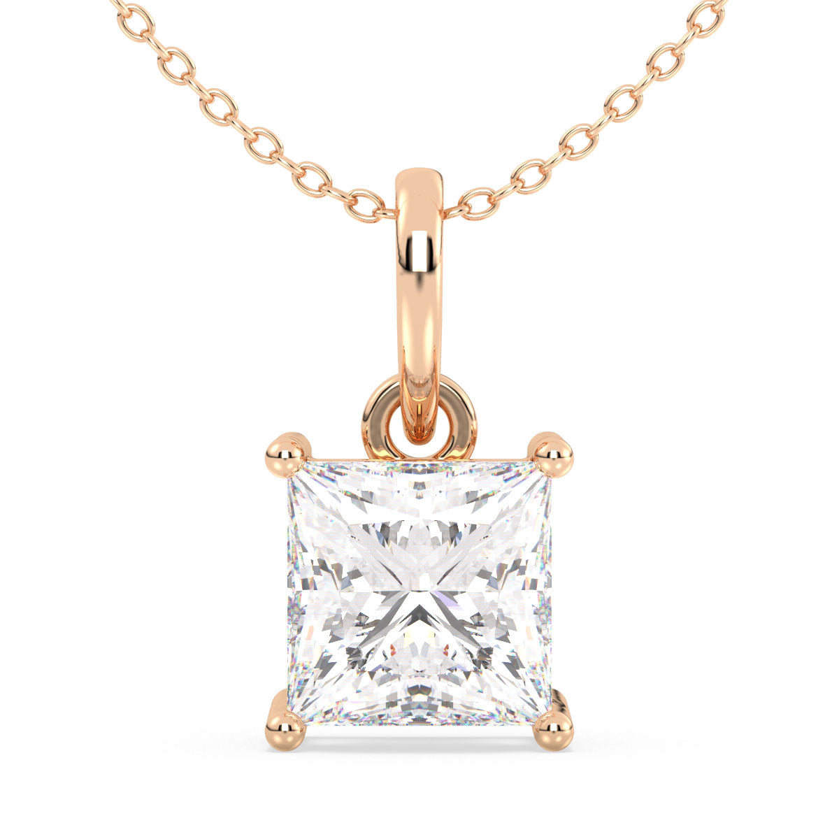 AZALEA PRINCESS CUT SOLITAIRE PENDANT, GOLD