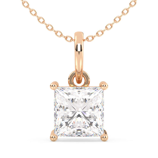 AZALEA PRINCESS CUT SOLITAIRE PENDANT, GOLD