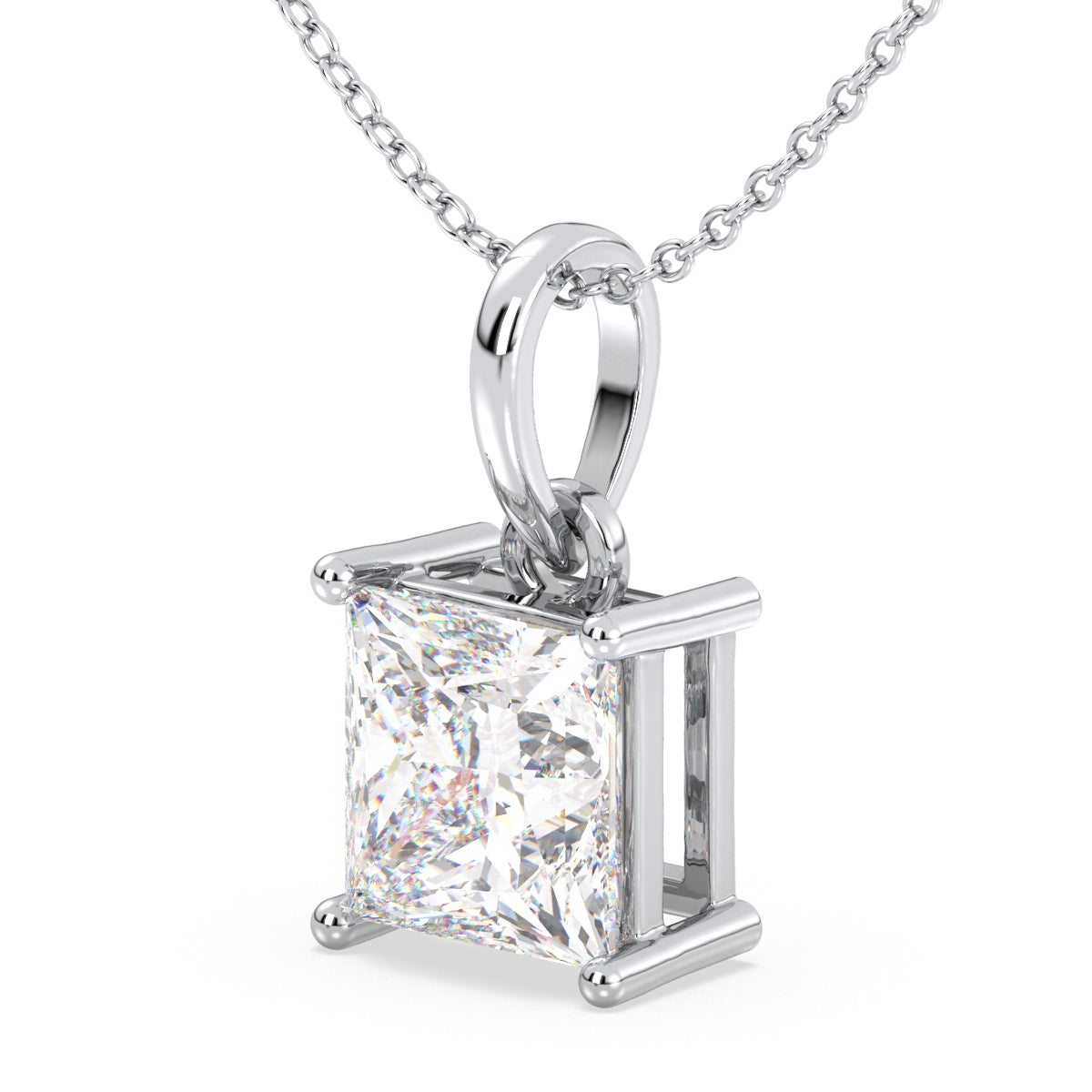 AZALEA PRINCESS CUT SOLITAIRE PENDANT, GOLD