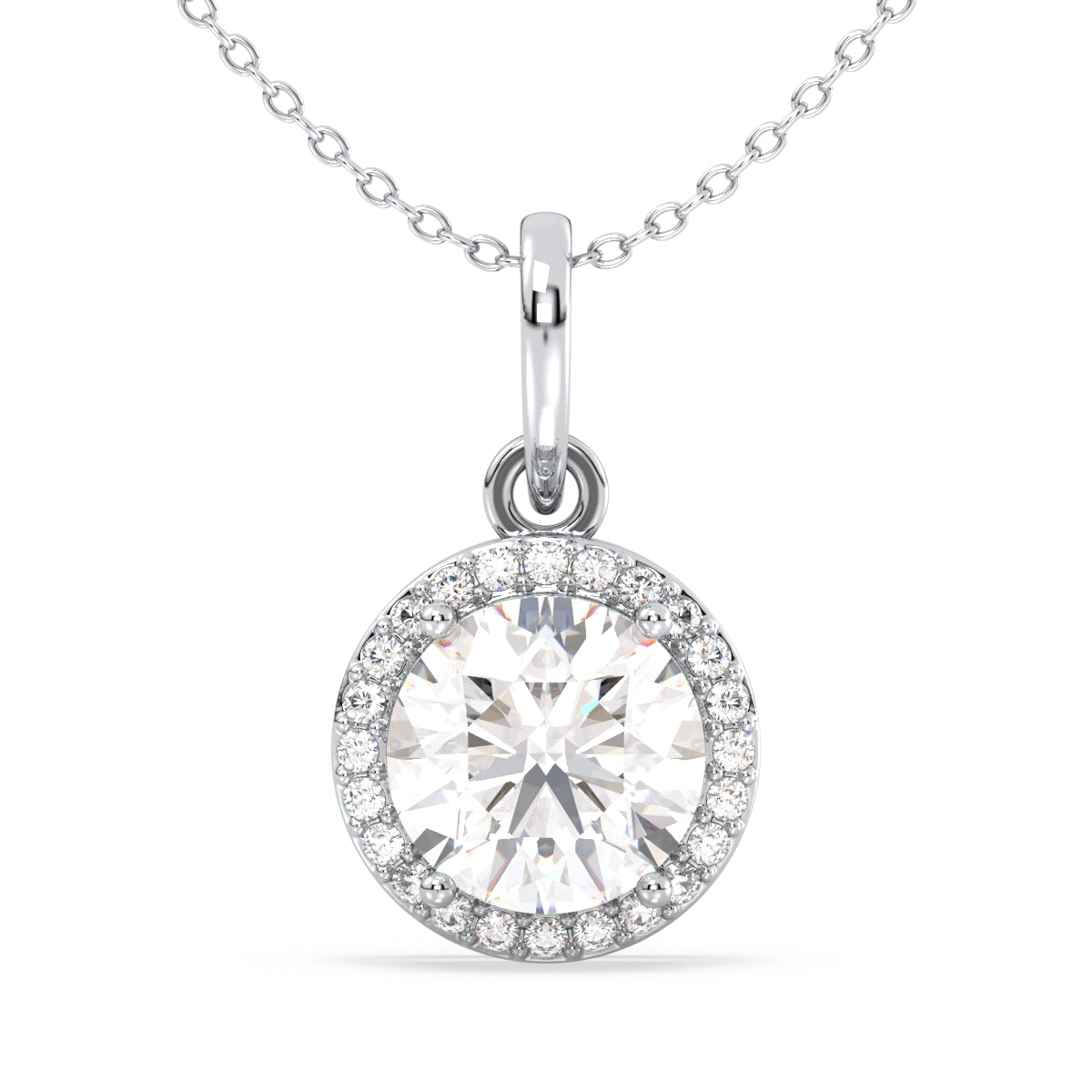 SOPHIA HALO ROUND CUT SOLITAIRE PENDANT, GOLD