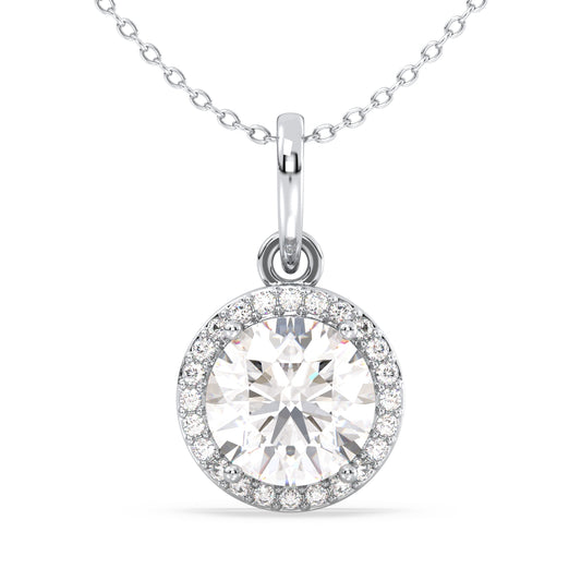 SOPHIA HALO ROUND CUT SOLITAIRE PENDANT, GOLD