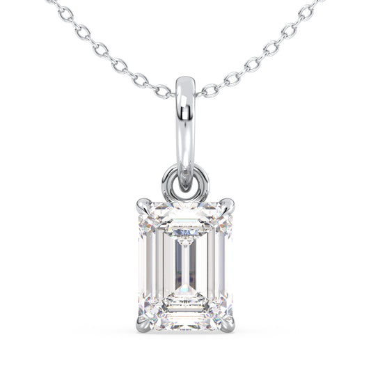 KATE EMERALD CUT SOLITAIRE PENDANT, GOLD