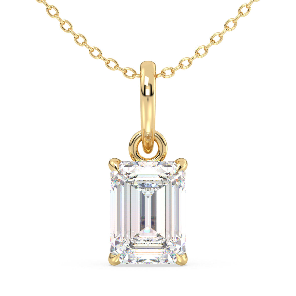 KATE EMERALD CUT SOLITAIRE PENDANT, GOLD