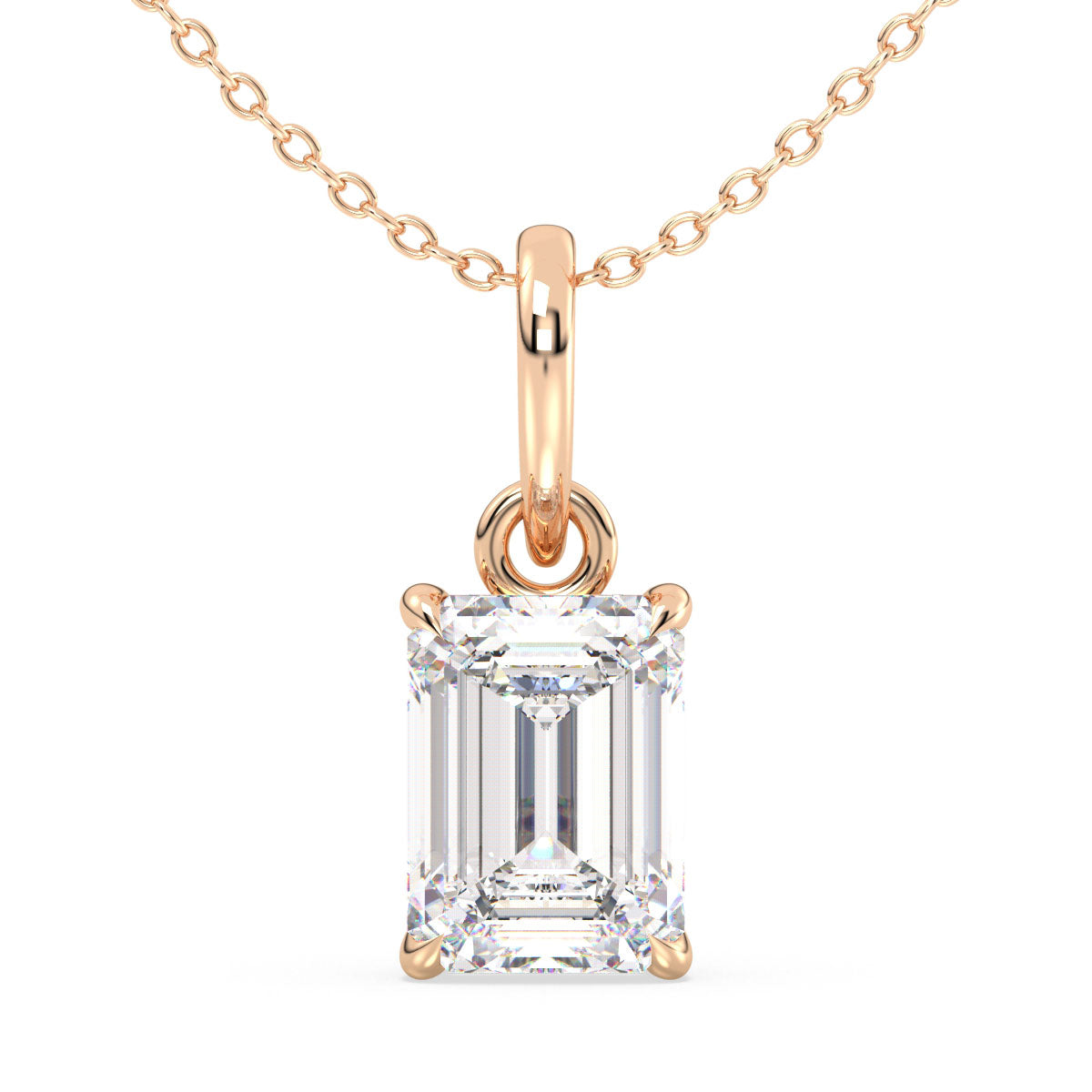 KATE EMERALD CUT SOLITAIRE PENDANT, GOLD