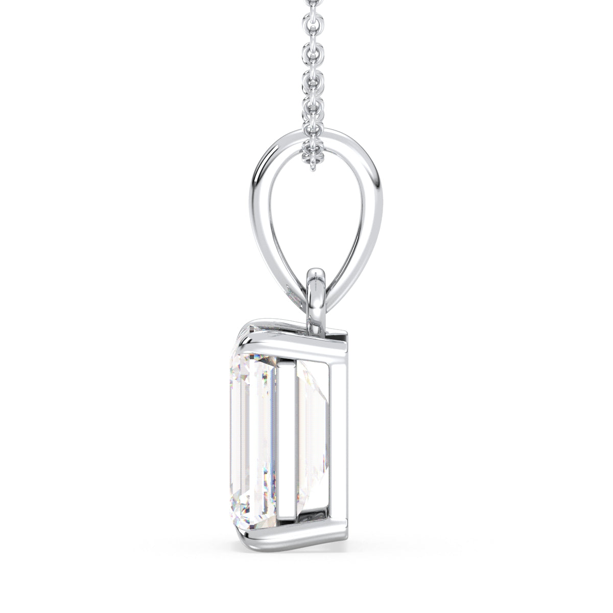 KATE EMERALD CUT SOLITAIRE PENDANT, GOLD