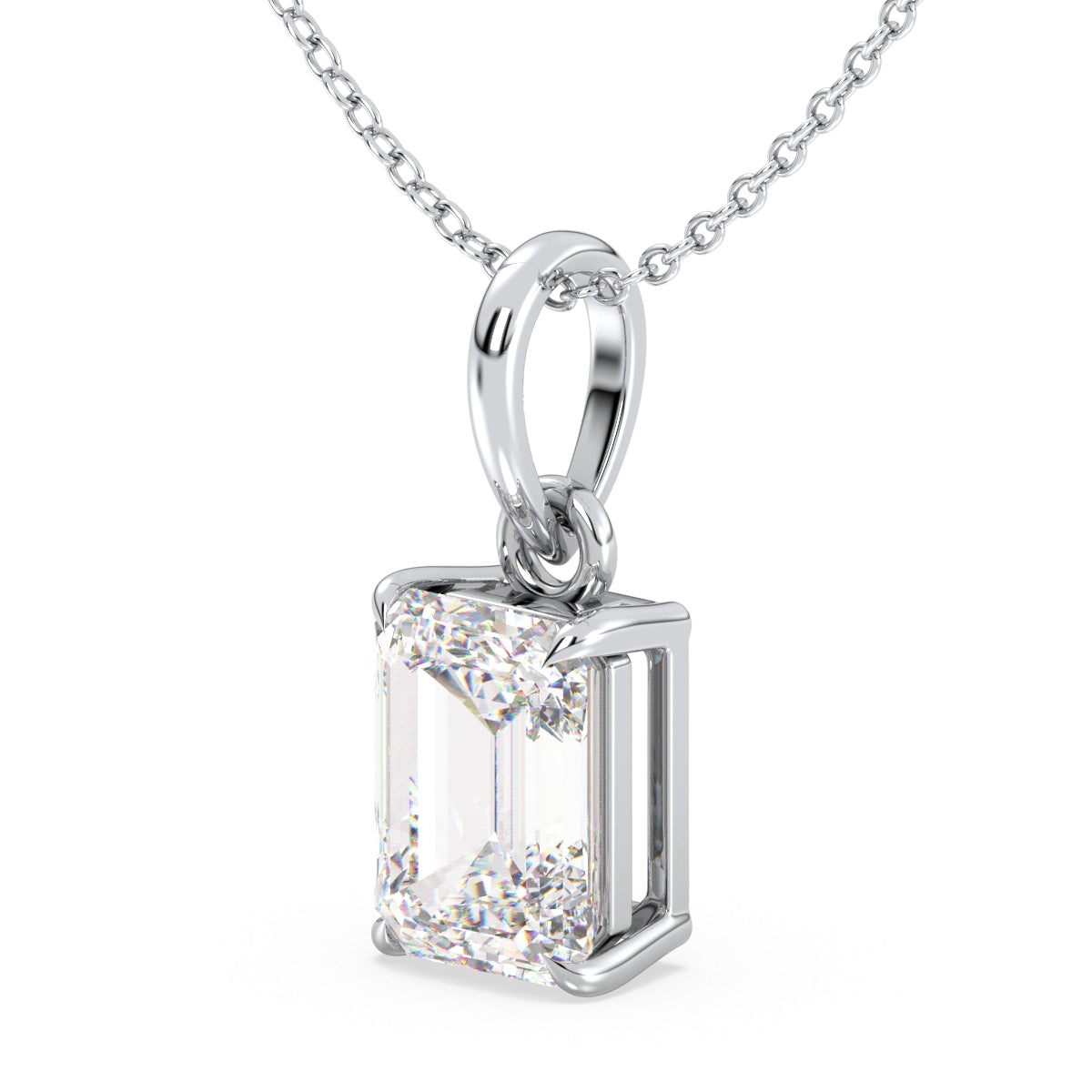 KATE EMERALD CUT SOLITAIRE PENDANT, GOLD