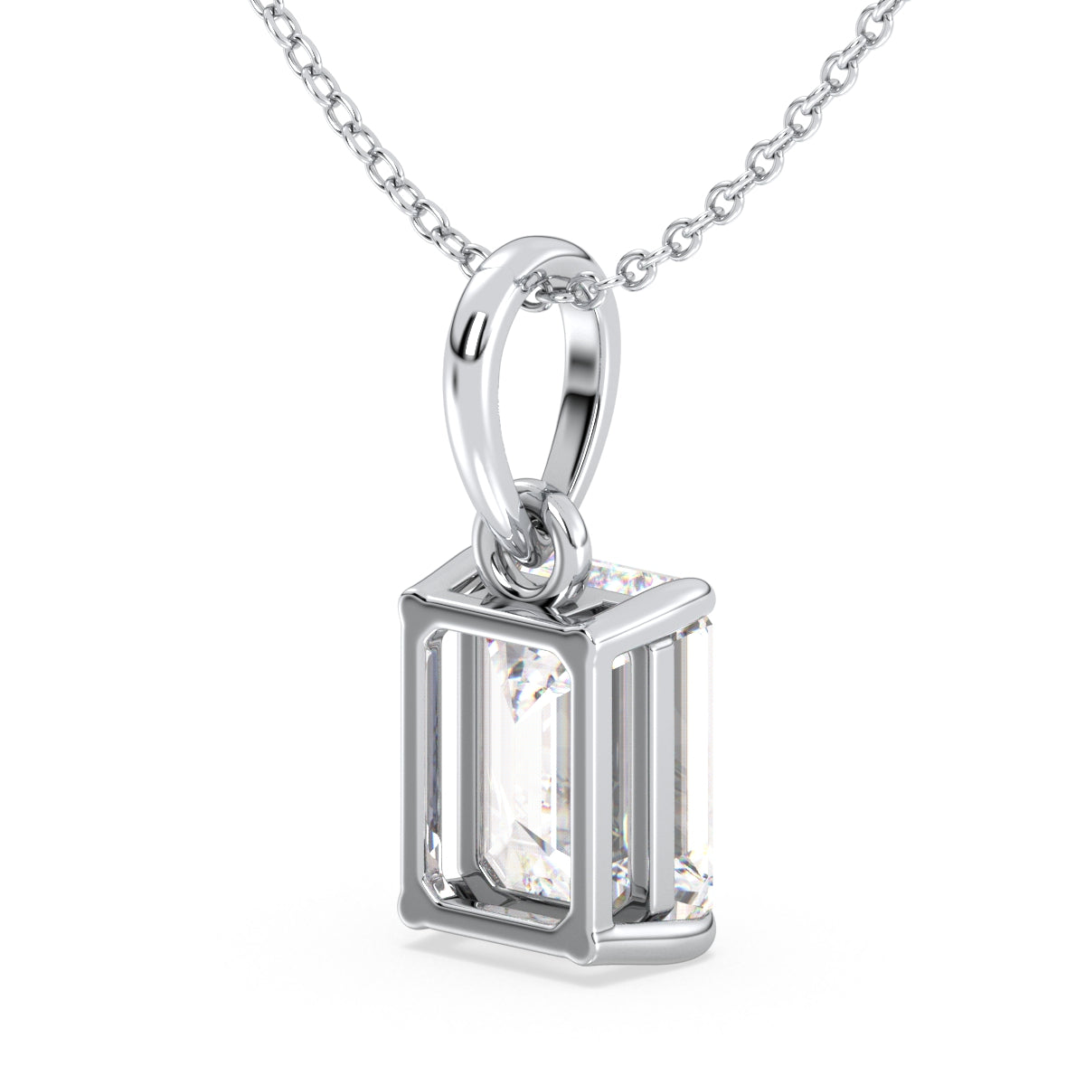 KATE EMERALD CUT SOLITAIRE PENDANT, GOLD