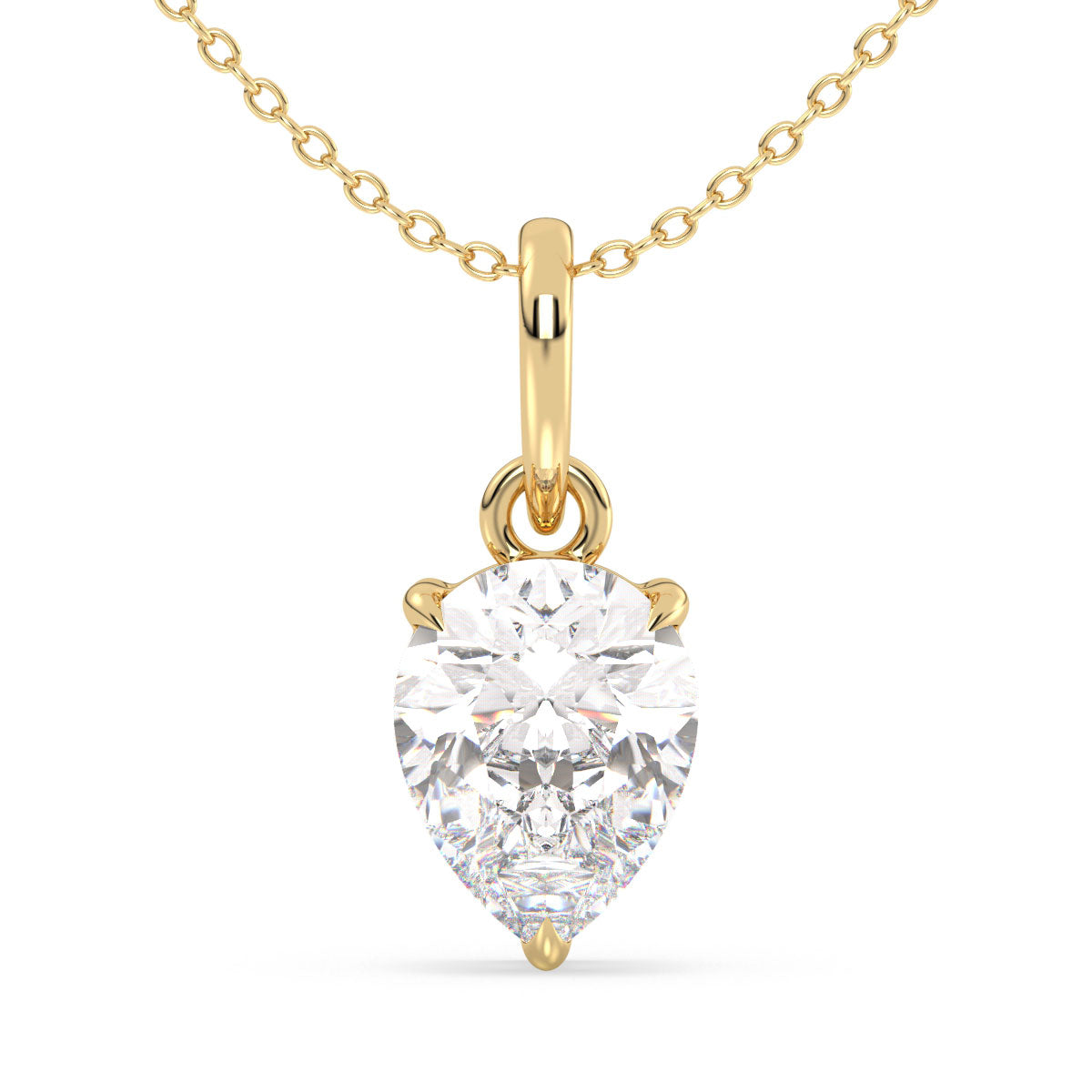 MARGUERITE PEAR CUT SOLITAIRE PENDANT, GOLD