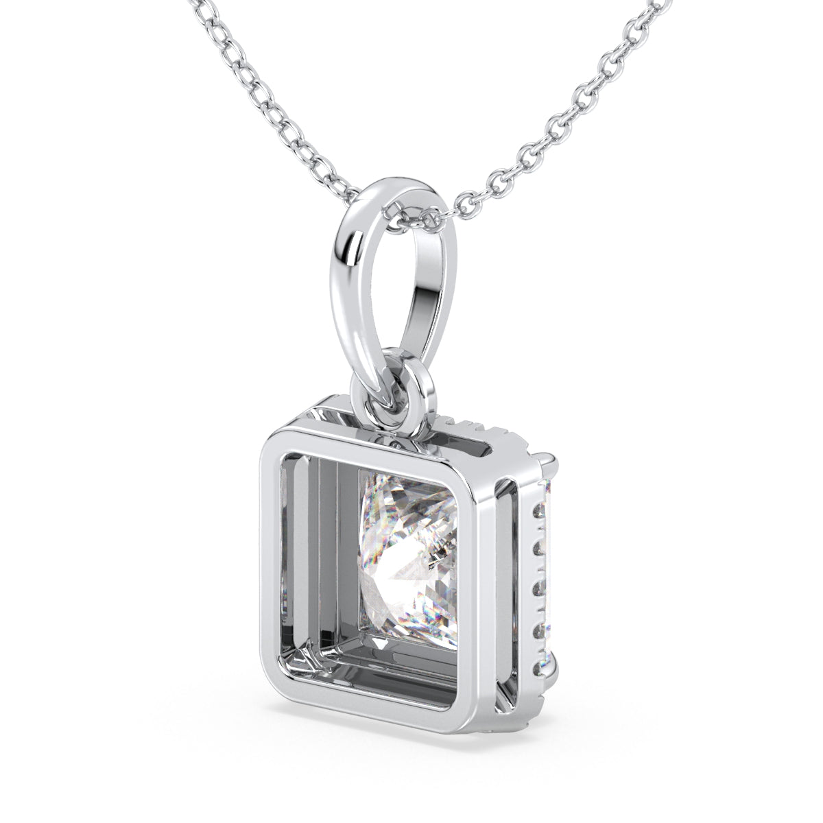 AZALEA HALO PRINCESS CUT SOLITAIRE PENDANT, GOLD