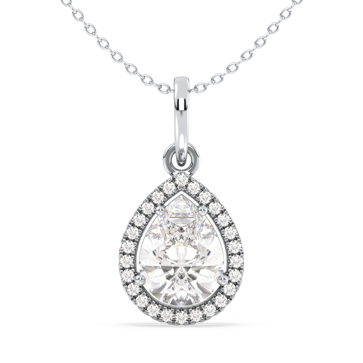 MARGUERITE HALO PEAR CUT SOLITAIRE PENDANT, GOLD