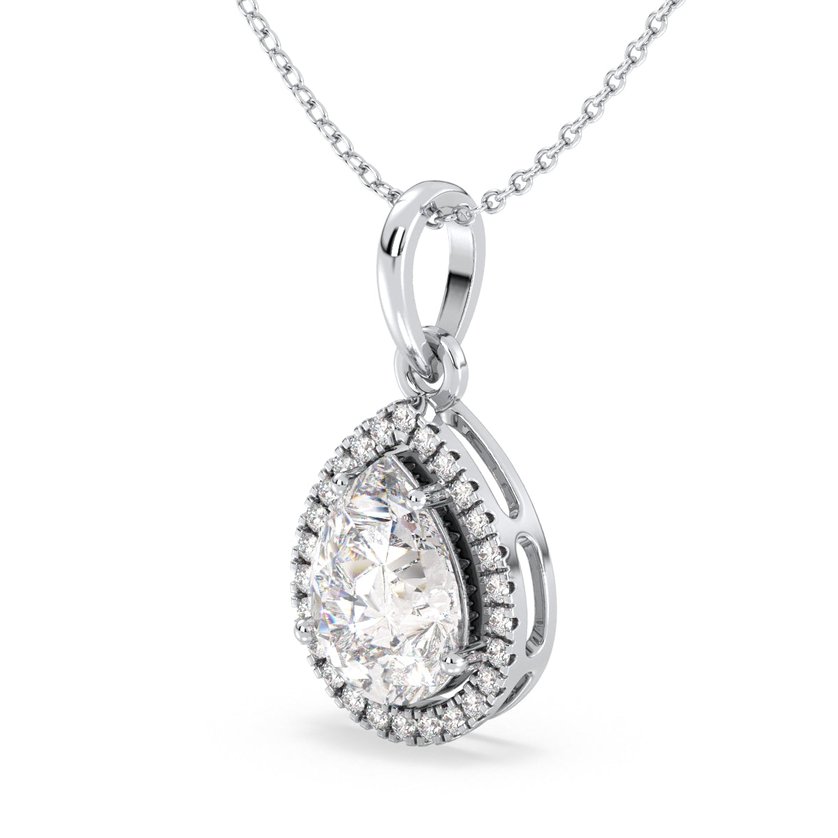 MARGUERITE HALO PEAR CUT SOLITAIRE PENDANT, GOLD