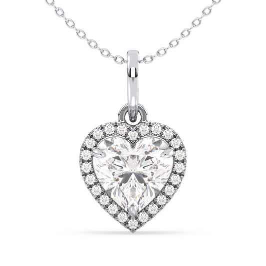 CLEMENCE HALO HEART CUT SOLITAIRE PENDANT, GOLD