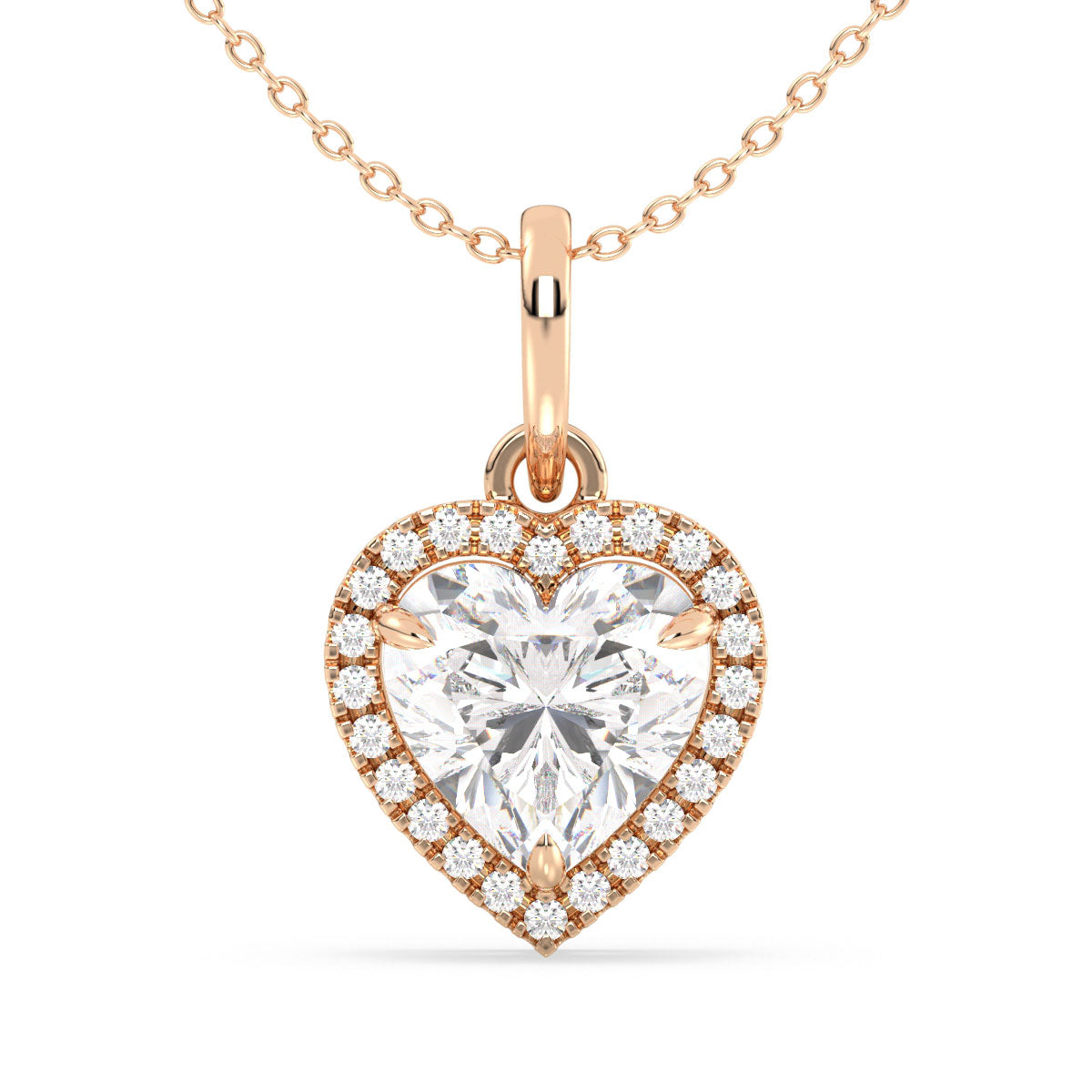 CLEMENCE HALO HEART CUT SOLITAIRE PENDANT, GOLD