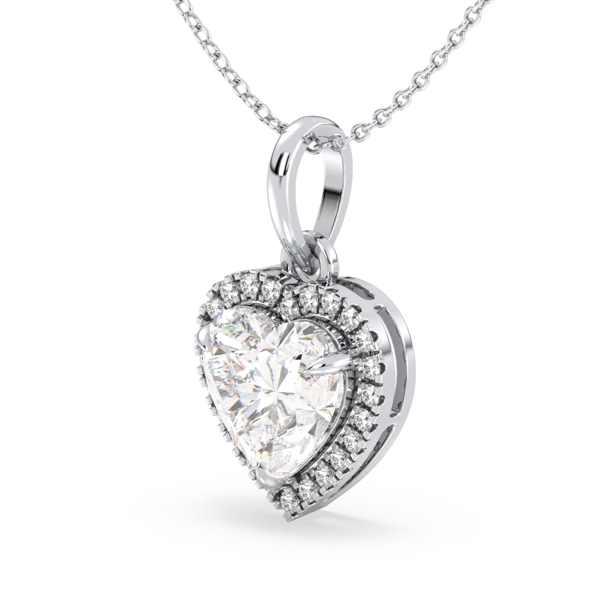 CLEMENCE HALO HEART CUT SOLITAIRE PENDANT, GOLD