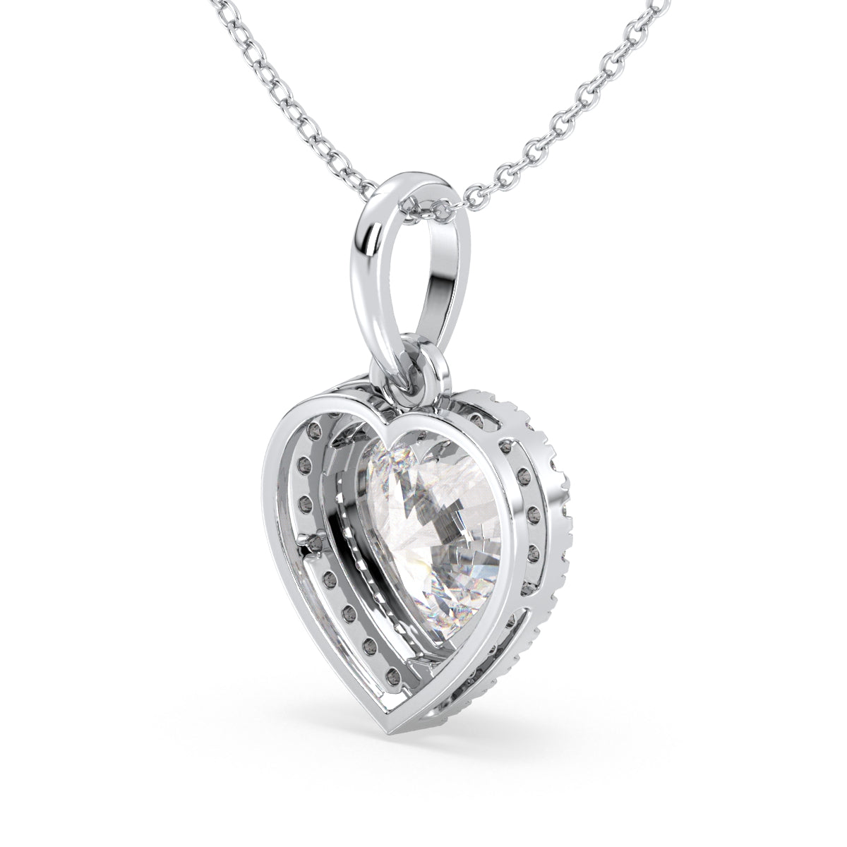 CLEMENCE HALO HEART CUT SOLITAIRE PENDANT, GOLD