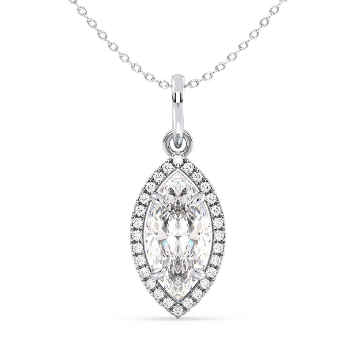 LILETTA HALO MARQUISE CUT SOLITAIRE PENDANT, GOLD