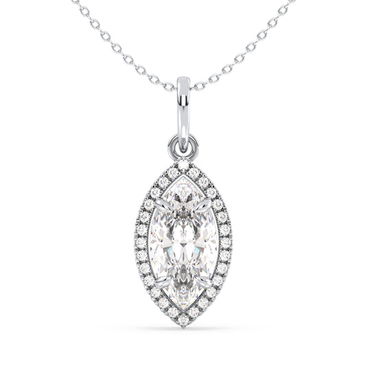 LILETTA HALO MARQUISE CUT SOLITAIRE PENDANT, GOLD