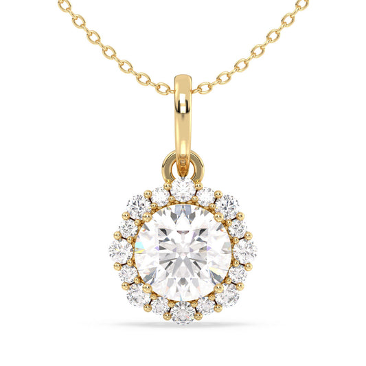 CLARETTE EXQUISITE GEOMETRIC ROUND CUT PENDANT, GOLD