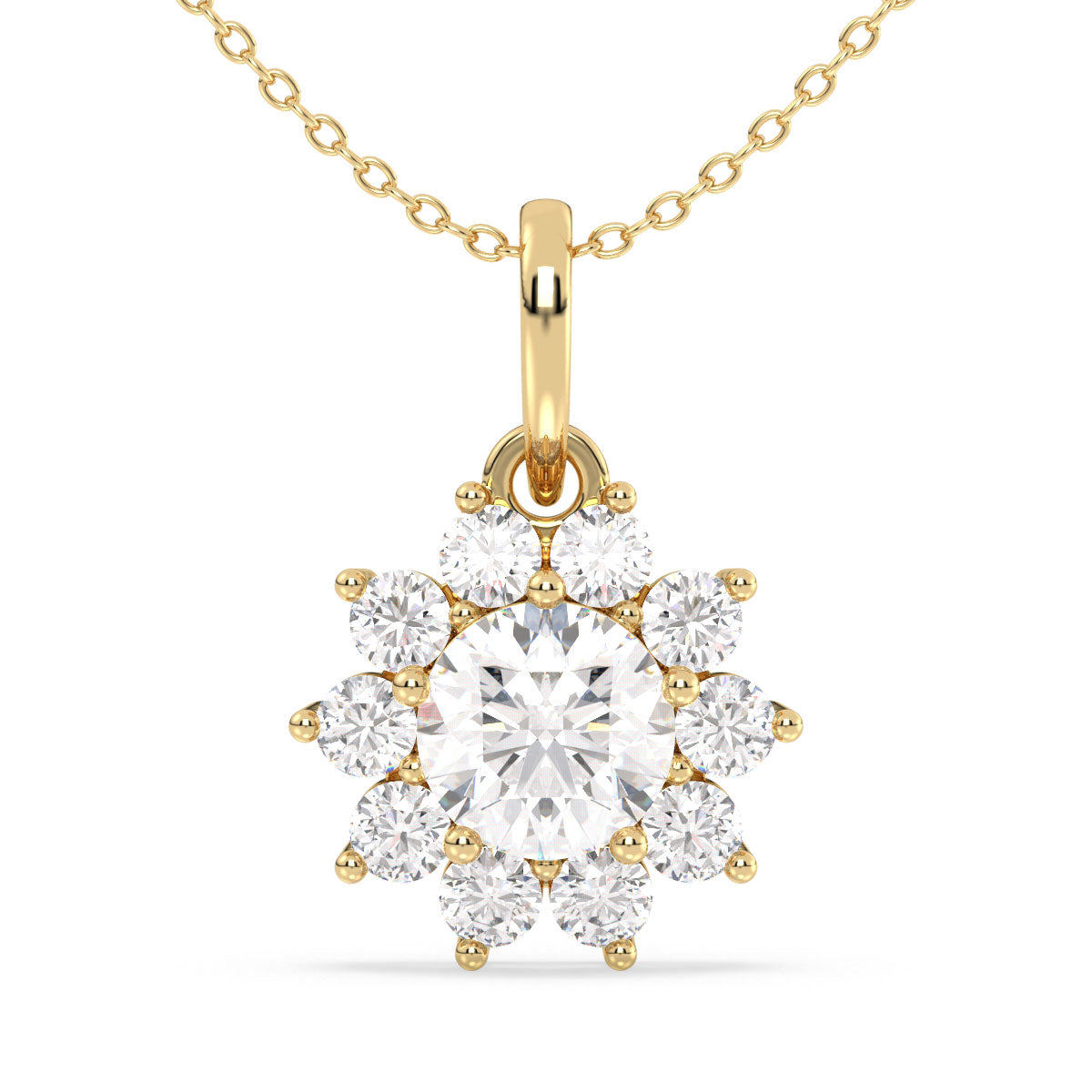 CLARETTE SNOWFLAKE ROUND CUT PENDANT, GOLD