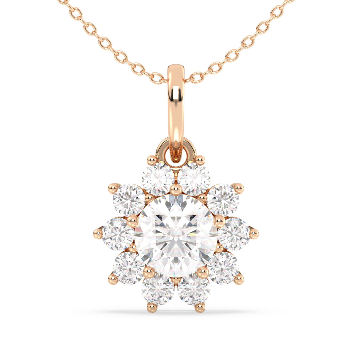 CLARETTE SNOWFLAKE ROUND CUT PENDANT, GOLD