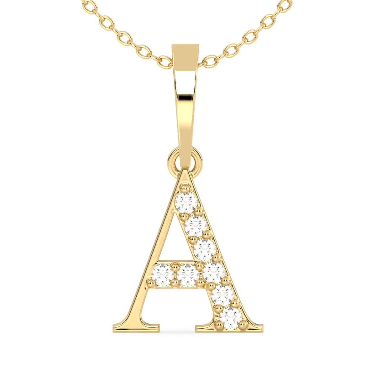 THEA LETTER 'A' DIAMOND PENDANT, GOLD