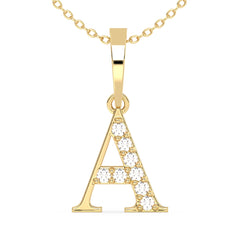 THEA LETTER 'A' LAB GROWN DIAMOND ALPHABET PENDANT, GOLD